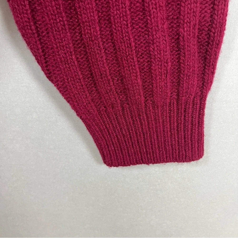 Brooks Brothers Red Ribbed Lambswool Long Sleeve Sweater